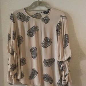 Fifteen Twenty Cream and Navy Paisley Blouse